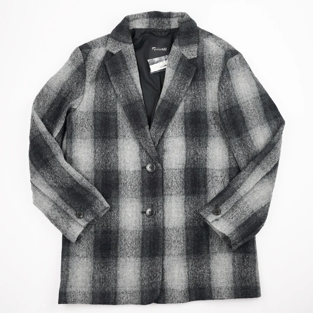 New MADEWELL The Oversized Dorset Blazer in Buffalo Check Boiled Wool - Picture 6 of 7